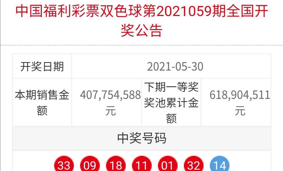 2021059期双色球开奖结果揭晓，梦想与幸运的碰撞